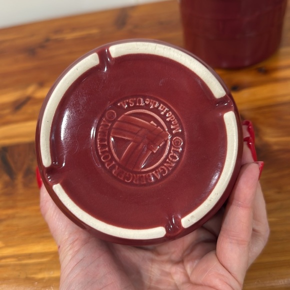 Longaberger Pottery Woven Traditions Crocks x 2 in Paprika & Vanilla Jar Candle - Picture 7 of 7